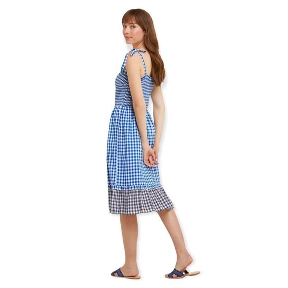 Draper James Taylor Smocked Gingham Midi Dress - Picture 2 of 14